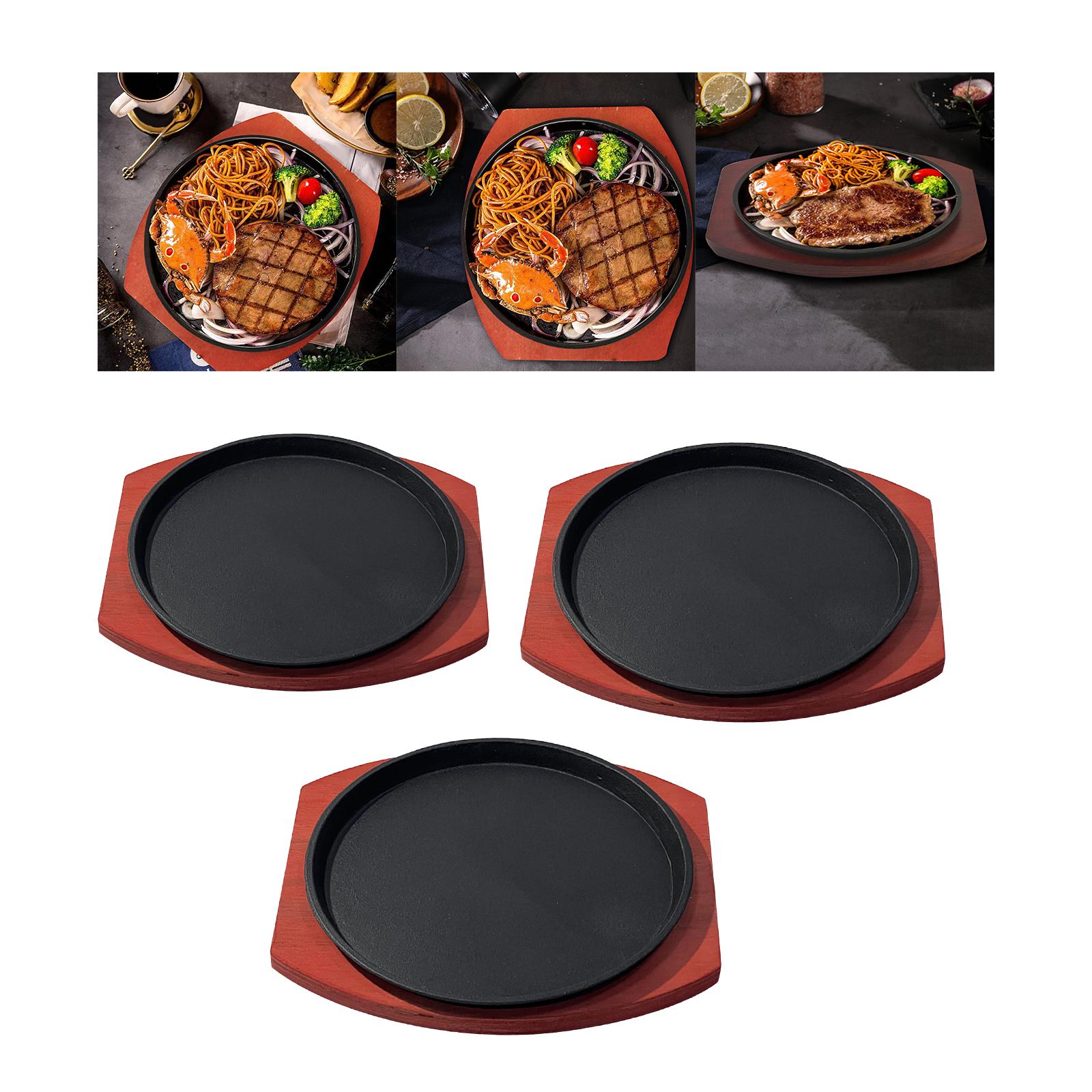 Cast Iron Skillet - Чугунная тарелка для стейка с деревянным