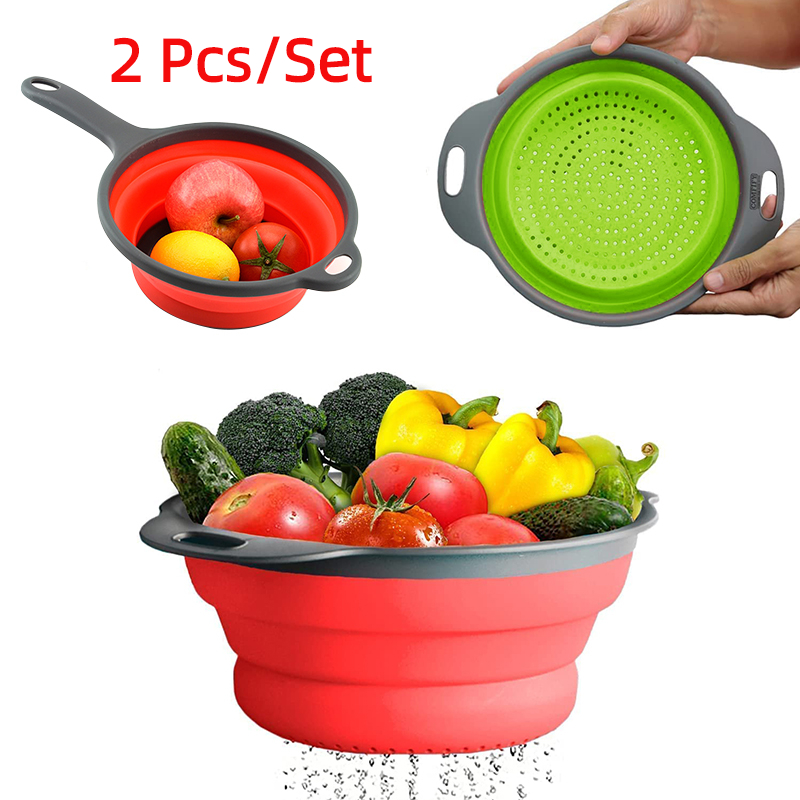Silicone Steamer Basket - 2 шт./компл. складной силиконовый дуршлаг, корзина